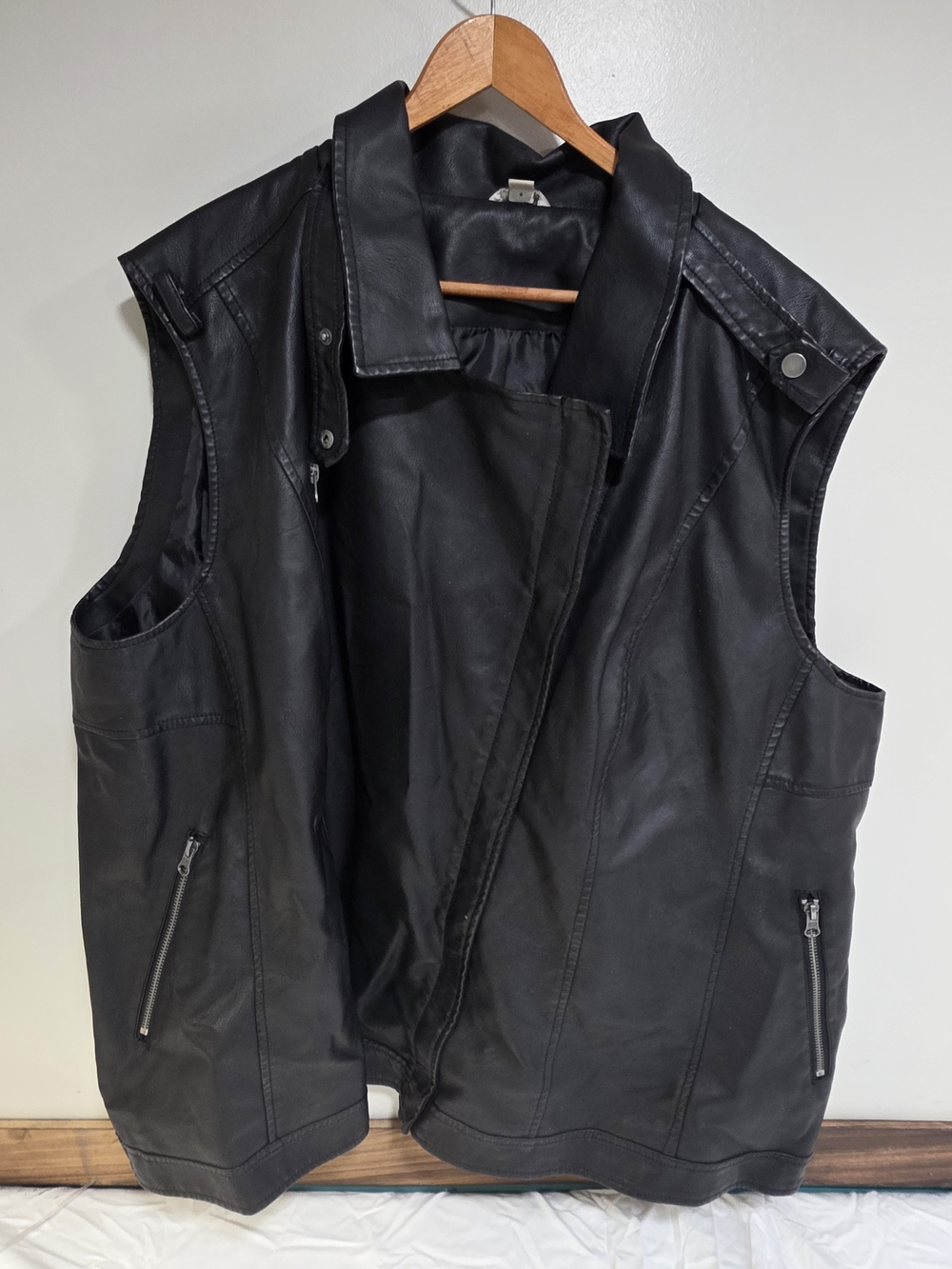 Cato Black Faux Leather Moto Vest 26/28
